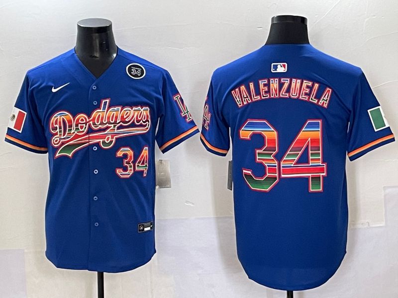 Men 2025 Los Angeles Dodgers #34 Valenzuela Blue Nike MLB Jersey style 6274->los angeles dodgers->MLB Jersey